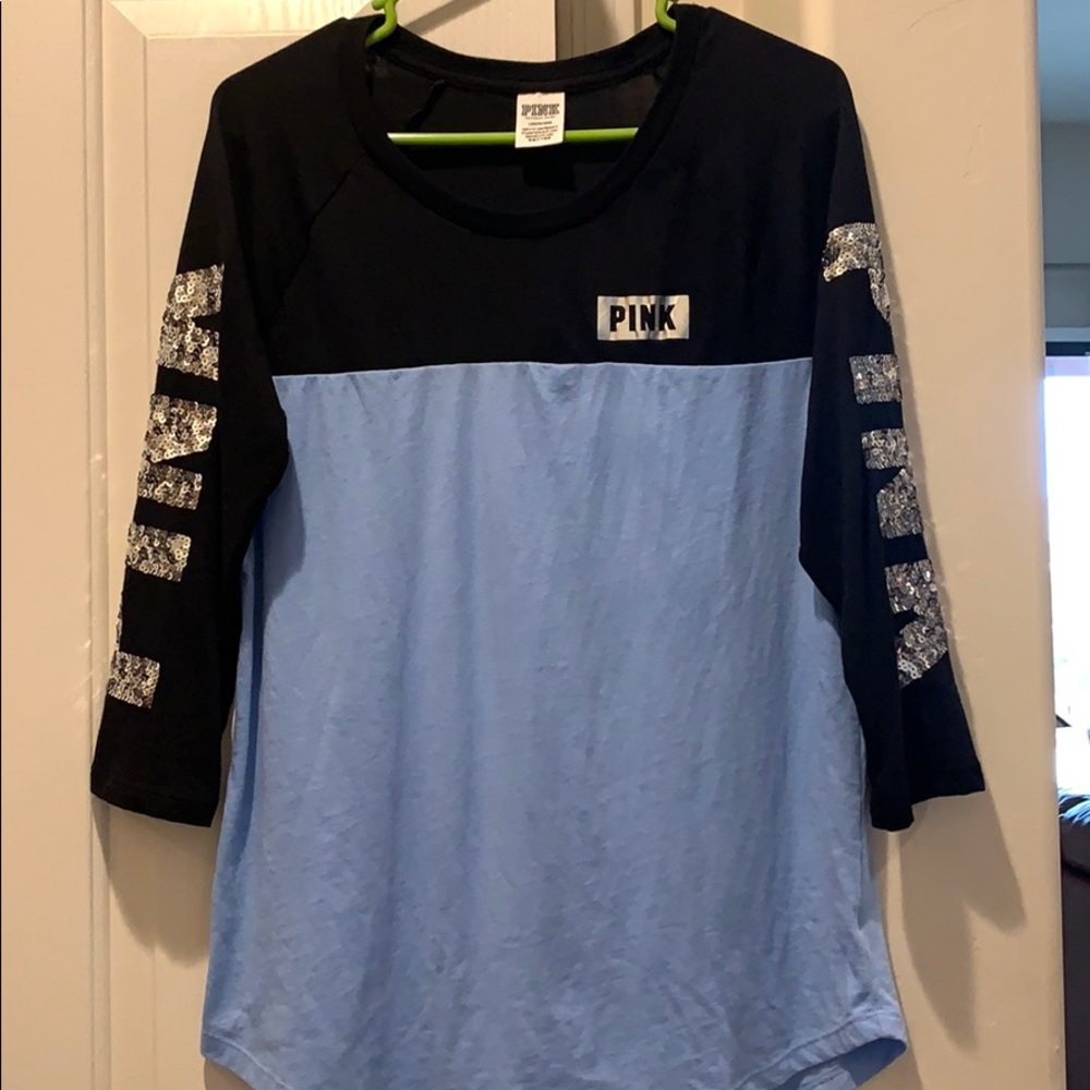 Love PINK Blue and Black Sequin Top